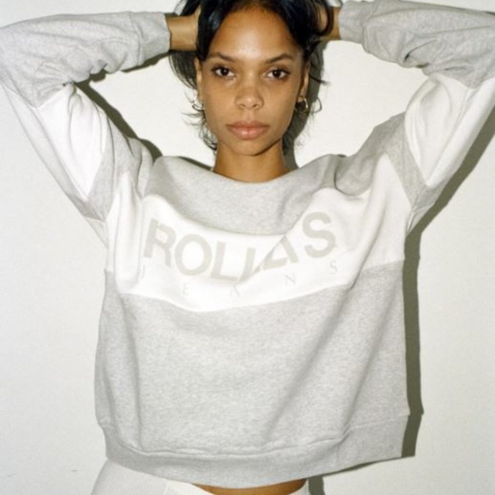 Rollas - Split Logo Sweater Grey Marle - Picture 6 of 7